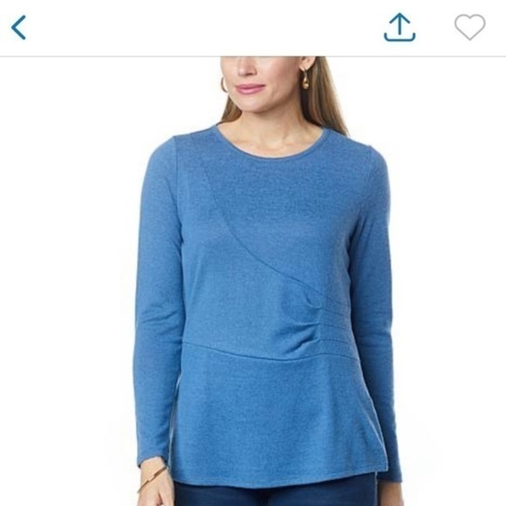 Like new DG2 by Diane Gilman draped sleeve tunic length top.